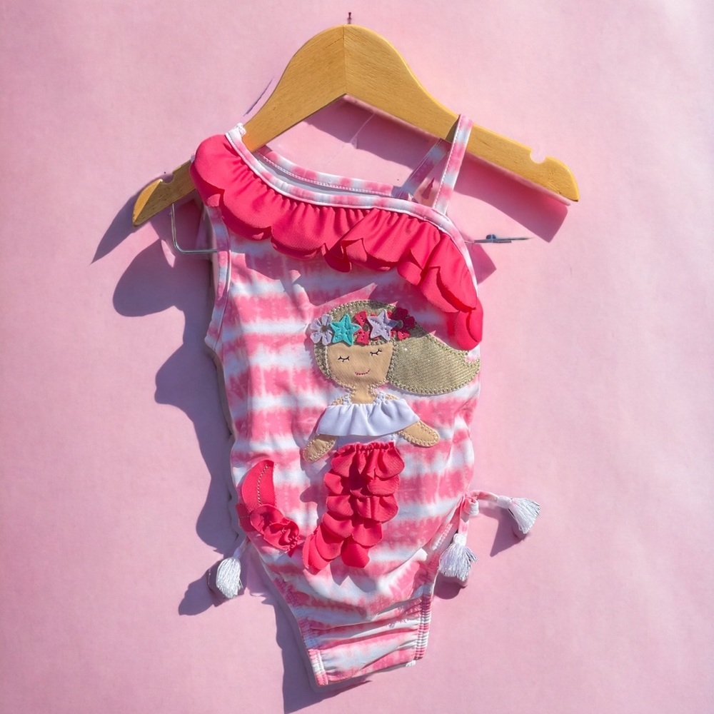 Mud Pie Kids Tie Dye Mermaid 🧜‍♀️ Appliqué Girls One Piece Bathing Suit